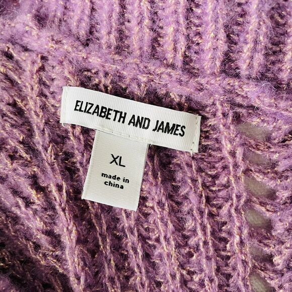 Elizabeth and James Sweater Giada Purple Cropped Oversize Metallic Gold XL NWOT - Picture 9 of 11